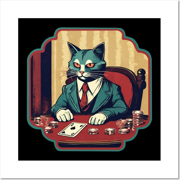 Poker Cat Wall Art by Ilustradamus